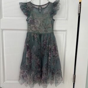 Franki Floral Kids Dress with Ruffled Sleeves